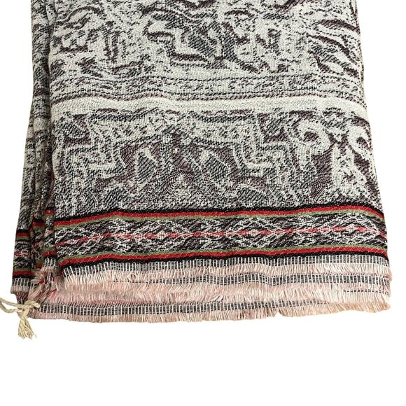 Look by M Printed Abstract Boho Infinity Scarf Brown Pink Cotton Rayon Giftable - Picture 2 of 4